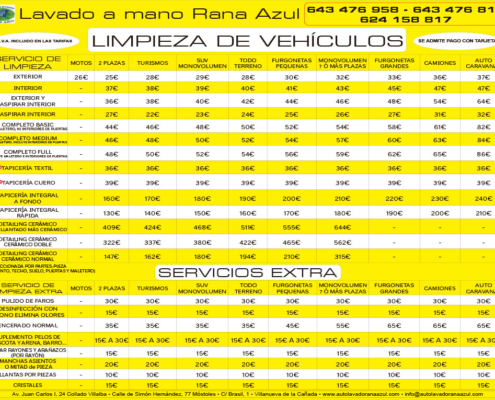 Limpieza a mano de vehículos precios Rana Azul Collado Villalba, Móstoles y Villanueva de la Cañada Limpieza a mano de vehículos precios Rana Azul Collado Villalba, Móstoles y Villanueva de la Cañada